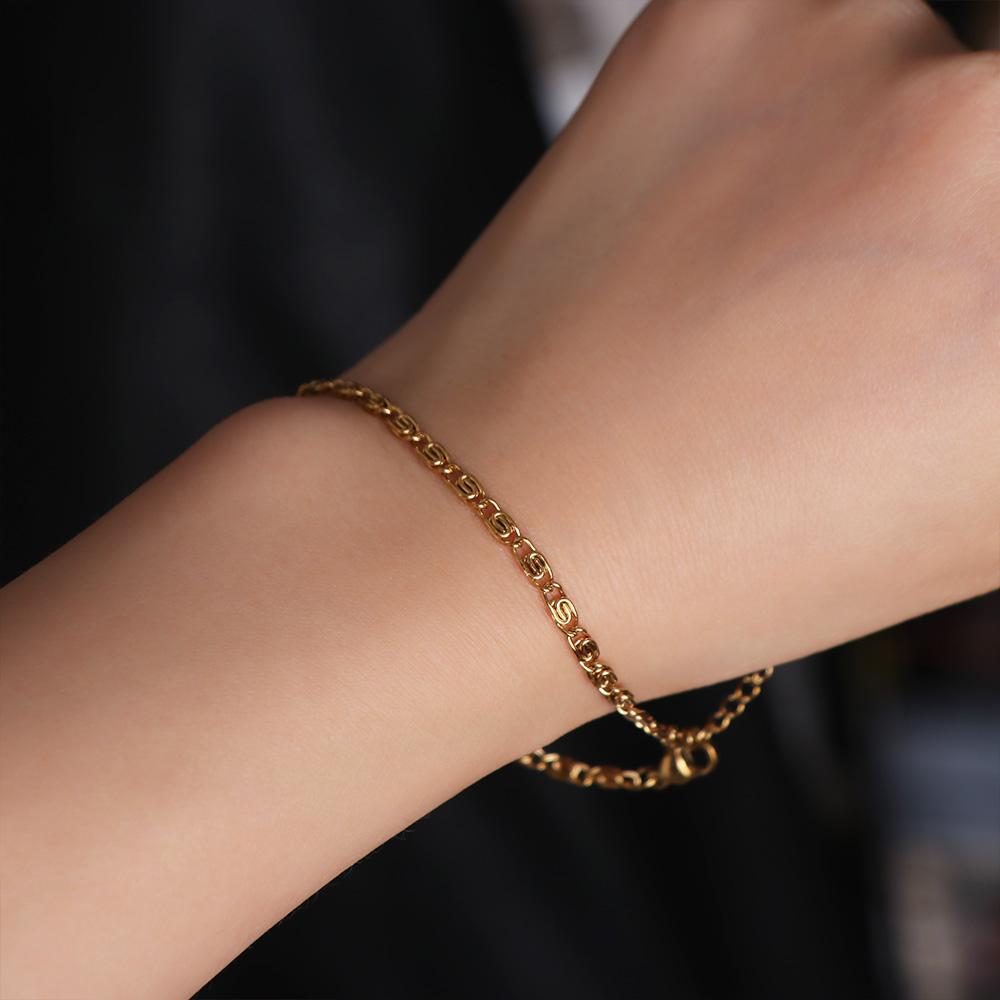 Paper Clip Hands Jewelry Thin Gold Bracelets Women Fashion Stainless Steel Bracelet Gift