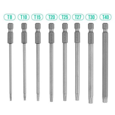 Набор бит для отвертки T30 8 шт. T40 шестигранный 1/4 дюйма Torx ручной инструмент 150 мм очень длинные