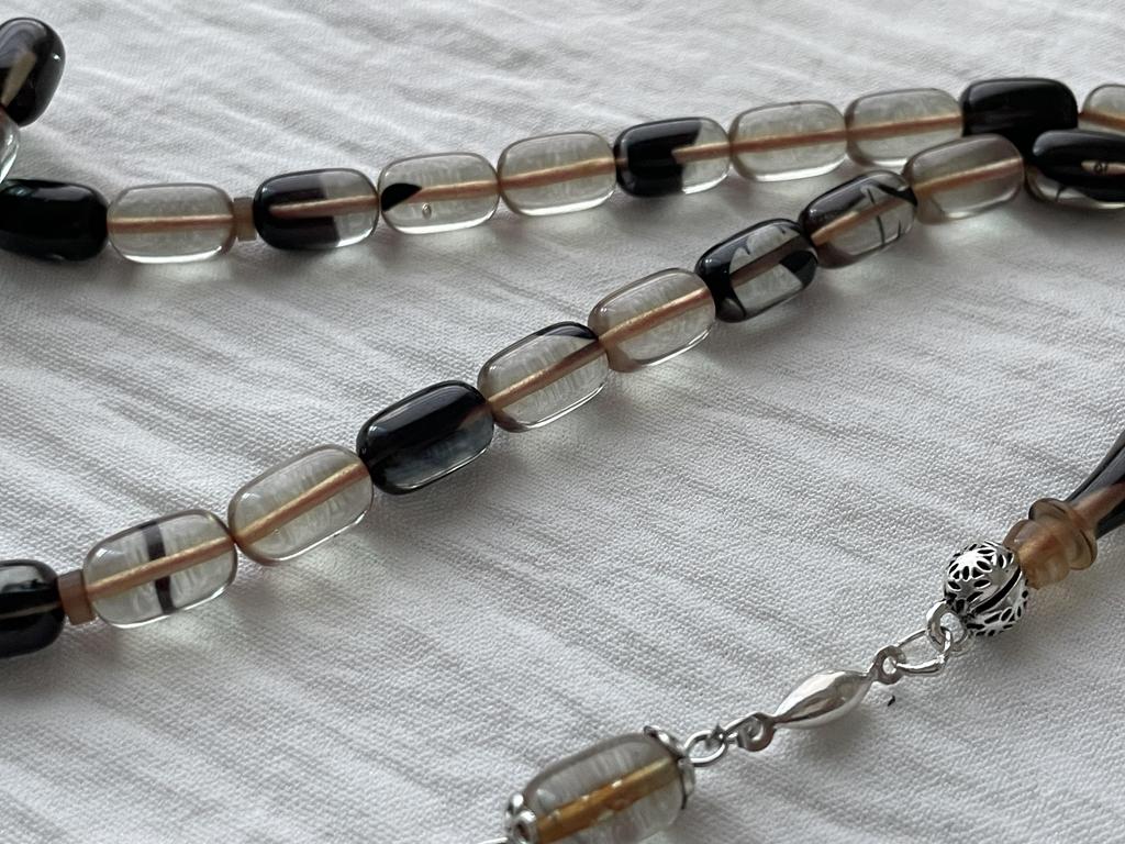 Молитвенные бусы из огненного янтаря 925 пробы Серебряные кисточки Розарий Teasbeh