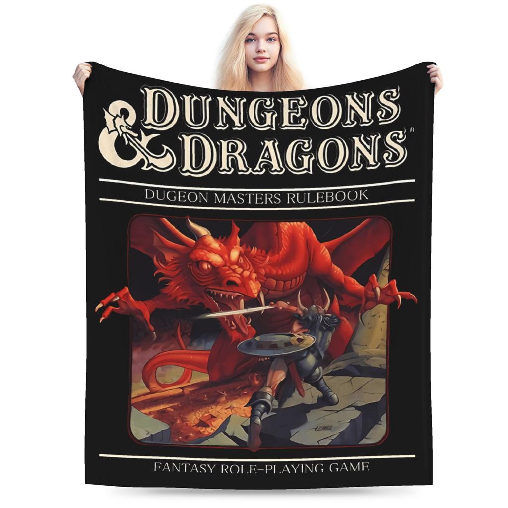 DND D&D Dragon Retro Plush Blanket Child Flannel Throw Blanket For Outdoor Super Soft Custom DIY Quality Bedspread Gift