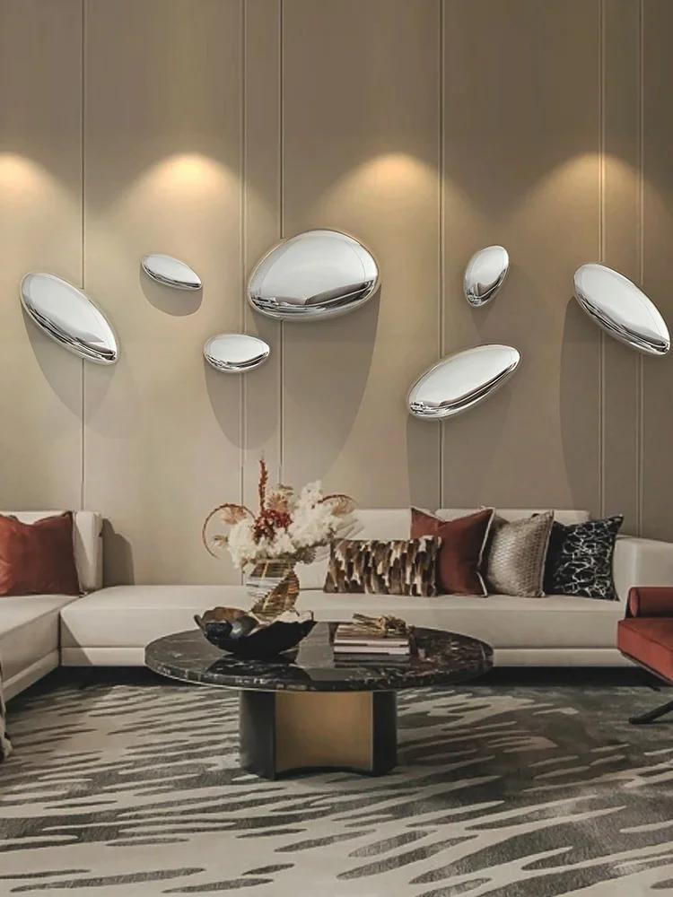 Wall Decor Imitation Stainless Steel Goose Egg Stone Wall Decoratio Creative Water Droplet Wall Decor Pendant Home Hotel Hanging