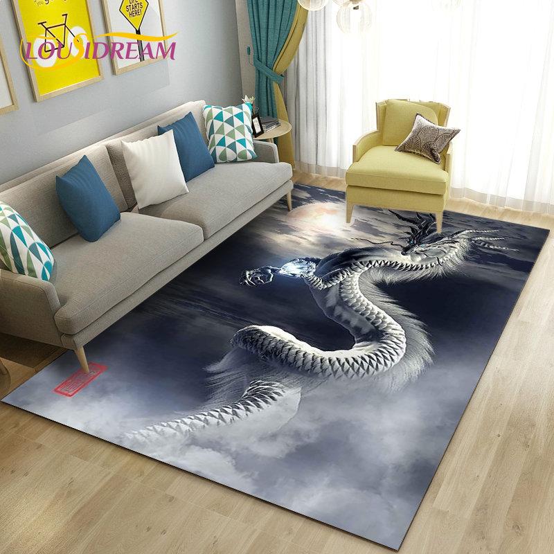 3D Cartoon Dragon Area Rug Large,Carpet Rug for Living Room Bedroom Sofa Doormat Kitchen Decoration,kid Play Non-slip Floor Mat