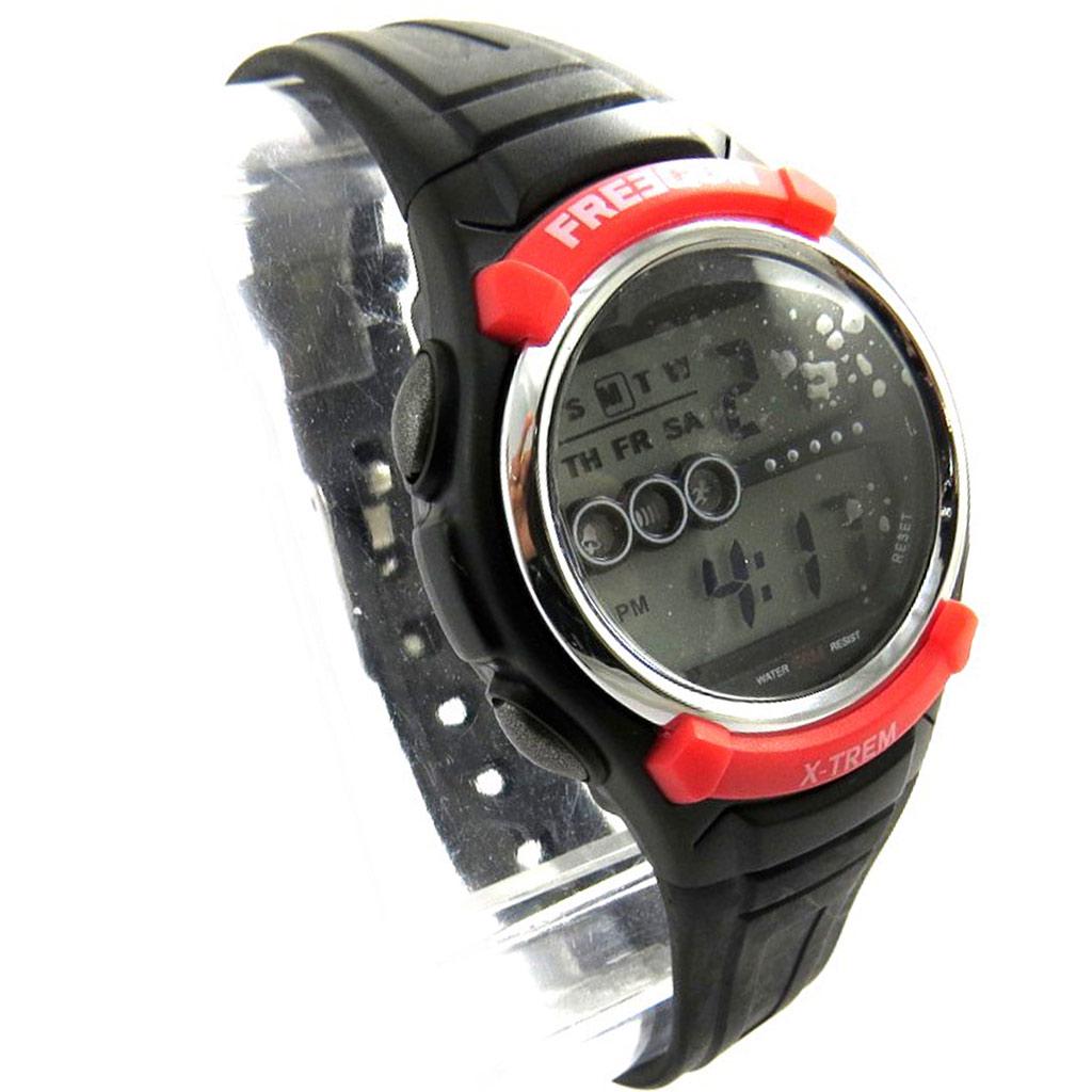 Freegun [N0129] - Montre silicone 'Freegun' noir rouge (digital)