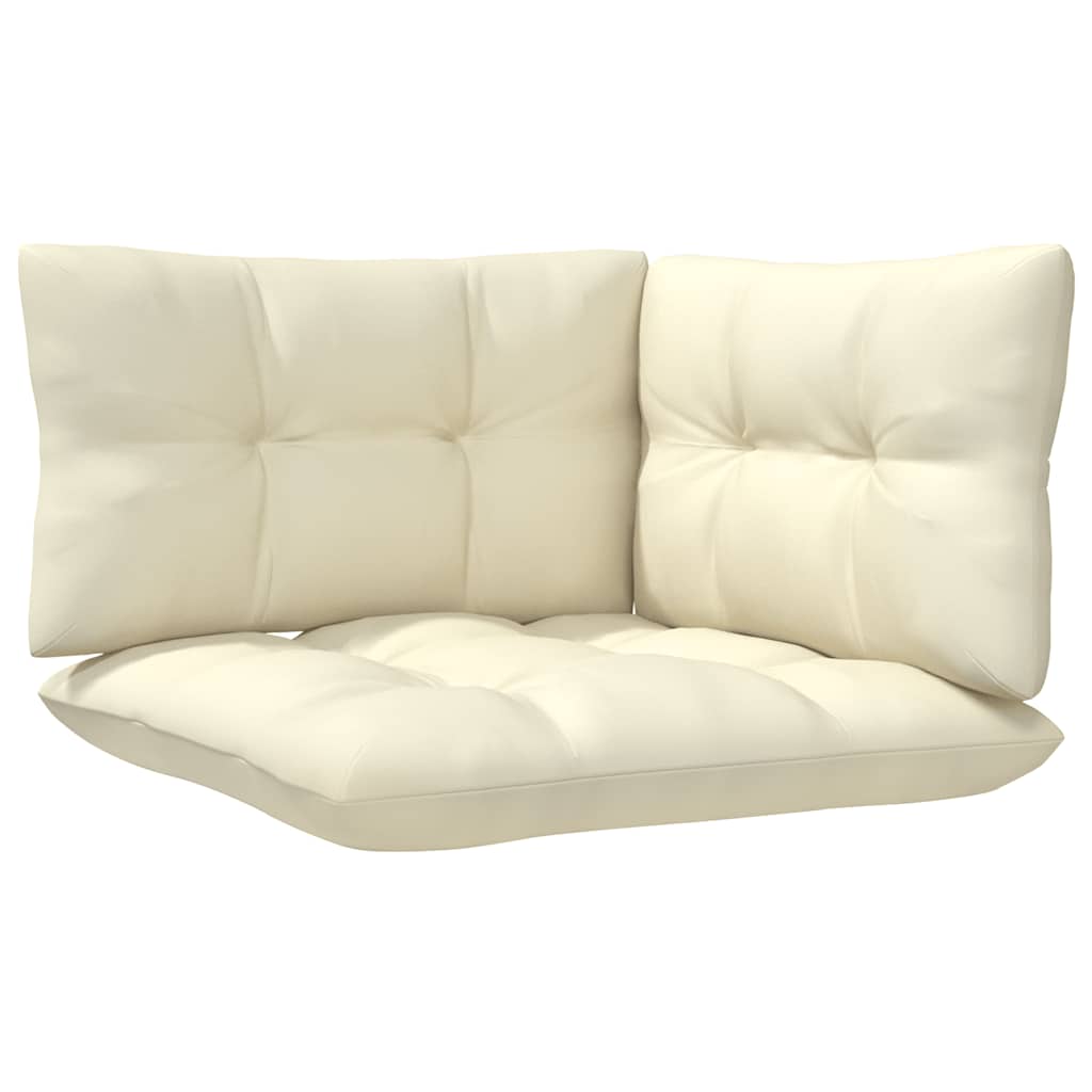3 Piece Garden Lounge Set with Cream Colored Cushions Solid Pine Wood