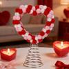 Valentine's Day Heart Tree Topper Red Pink White Pom Pom Ball Love Heart Treetop Ornament for Valentine's Day Christmas Wedding Birthday Party Home