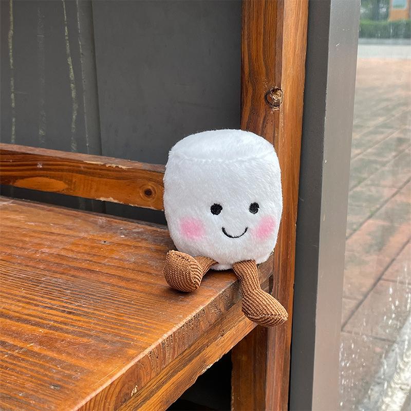 Cute Two-Color Marshmallow Plush Toy Keychain Cartoon Soft Stuffed Doll Pendant Car Key Ring Backpack Bag Decor Kid Gift