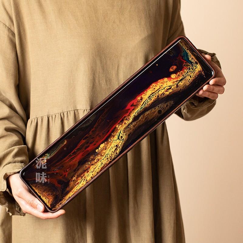 Поднос для чая из цельного дерева из смолы, антикварный лак, бытовой поднос из сухой пены, набор для кунг-фу, поднос с принадлежностями, изолированный коврик