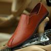 Классические мужские деловые туфли из натуральной кожи, мокасины ручной работы, обувь для отдыха и вождения, универсальные туфли для ходьбы, без застежек