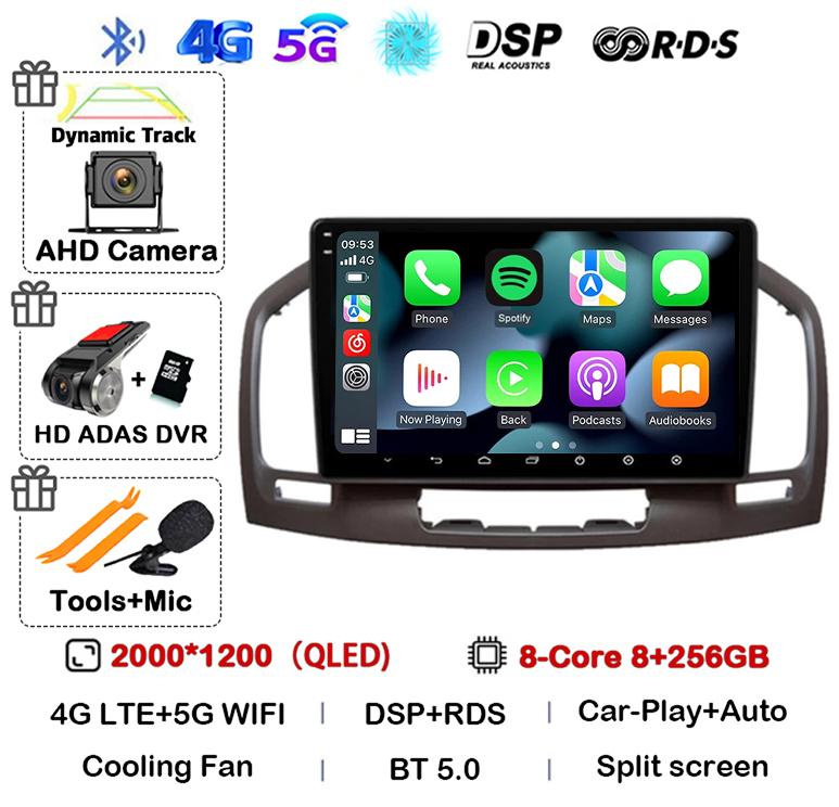 Android14 Carplay Auto для Buick Regal Opel Insignia 1 2009 2010 2011 2012 2013 Мультимедийный автомобильный радиоплеер Видео WIFI+4G стерео