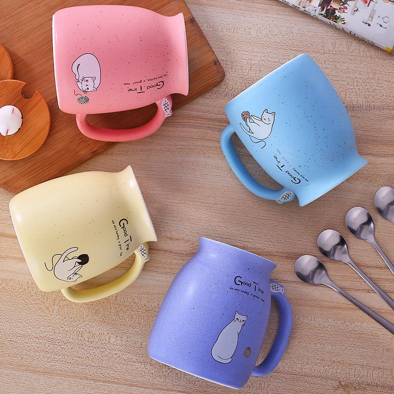 Creative Color Cat Mug Cartoon with Lid 500ml Cup Coffee Ceramic Mugs Cups Office Drinkware Gift