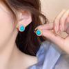 Zircon Turquoise Stud Earrings Fashion Ins Style Earrings Light Luxury High-end Earrings