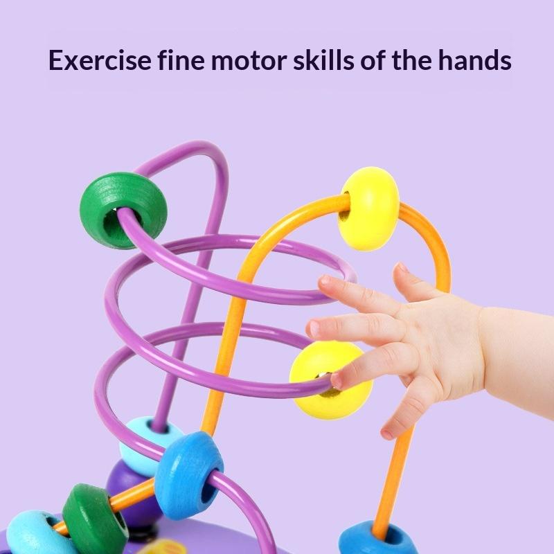 Montessori Wooden Roller Coaster Maze Educational Toy Bead Track for Preschool Toddlers Home Early Development Gift