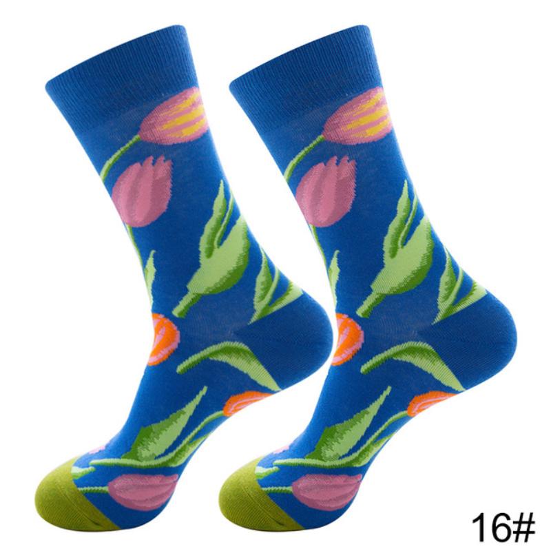 Новые осенне-зимние хлопковые носки для мужчин и женщин, модные трендовые носки, крутые носки с рисунками животных и фруктов
