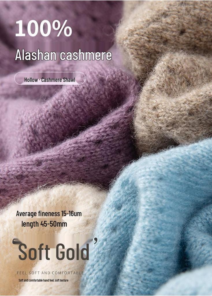Butterfly Pattern Cashmere Shawl with Sleeves for Women - 100% Pure Knit