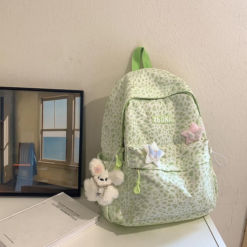 European and American Style Female Retro Leopard Print Simple and Lightweight Travel Computer Backpack Backpack