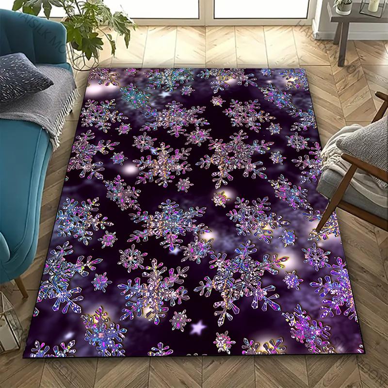 3D HD Printing Snowflake Printed Carpet,Rug for Living Room Bedroom, Office Large Areas,Durable Machine Washable Mat Nice Gifts