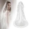 Bridal Wedding Veil Lace Flower Embroidery Single Layer Large Long White Romantic Soft Mesh Photo Prop Cosplay Engagement Veil Party Headpiece