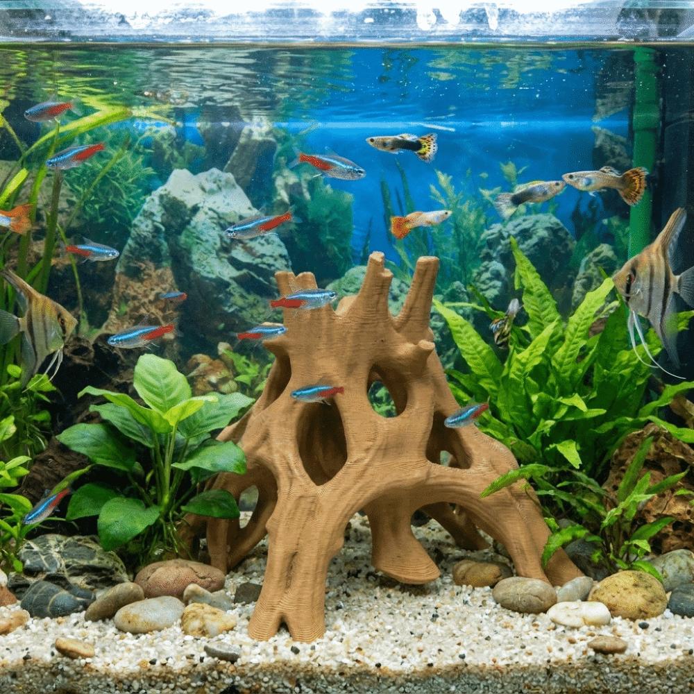 Tree Trunk Fish Shrimp Hiding Cave 3D Printed Driftwood Landscape Hermit Crabs Habitat