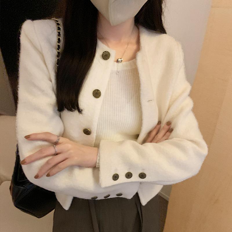 Новинка осени и зимы, новый облегающий и универсальный круглый вырез, эластичный трикотажный пуловер с длинными рукавами для женщин