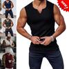 New Men Summer Tank Top Solid Color Sleeveless Vest Tops Gym Fitness Workout Clothes V-Neck Athletic Shirt Muscle Training Bodybuilding Tank Tops