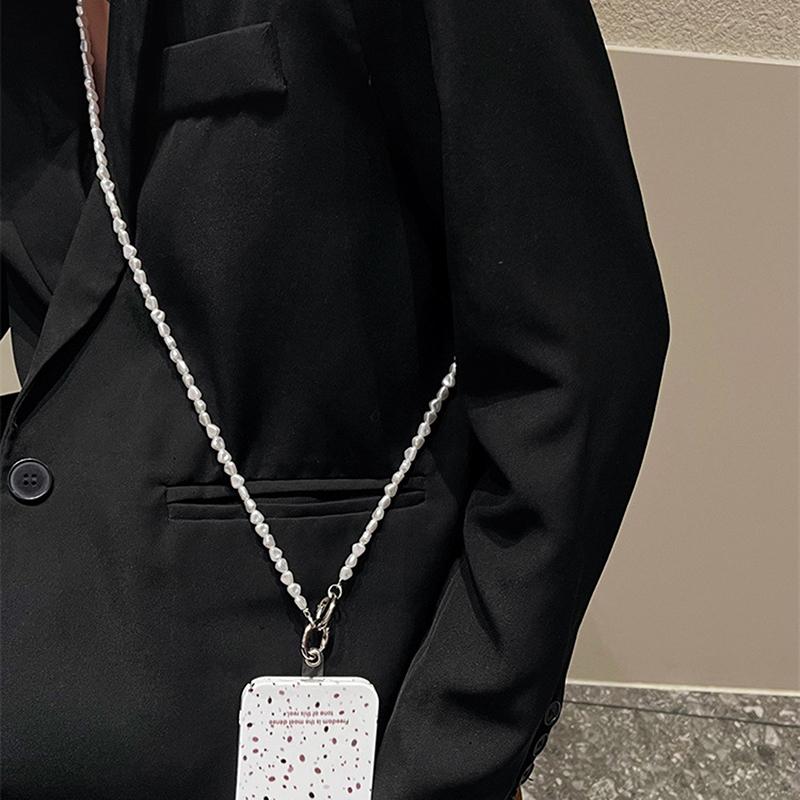 Шнурок для мобильного телефона 120 см, женский кроссбоди, на запястье, цепочка из бусин, цепочка из плоского жемчуга, ремешок-слинг против потери, клипса для ремешка для телефона