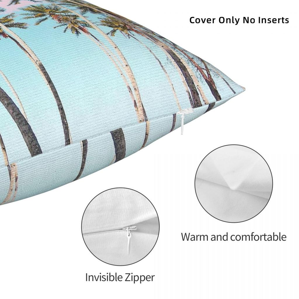 Coconut Palms Pillowcase Polyester Linen Velvet Pattern Zip Decorative Room Cushion Cover