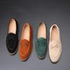 Loafers Men Shoes Classic Business Casual Wedding Party Daily Retro Round Toe Suede Leather Solid Color Dress Shoes