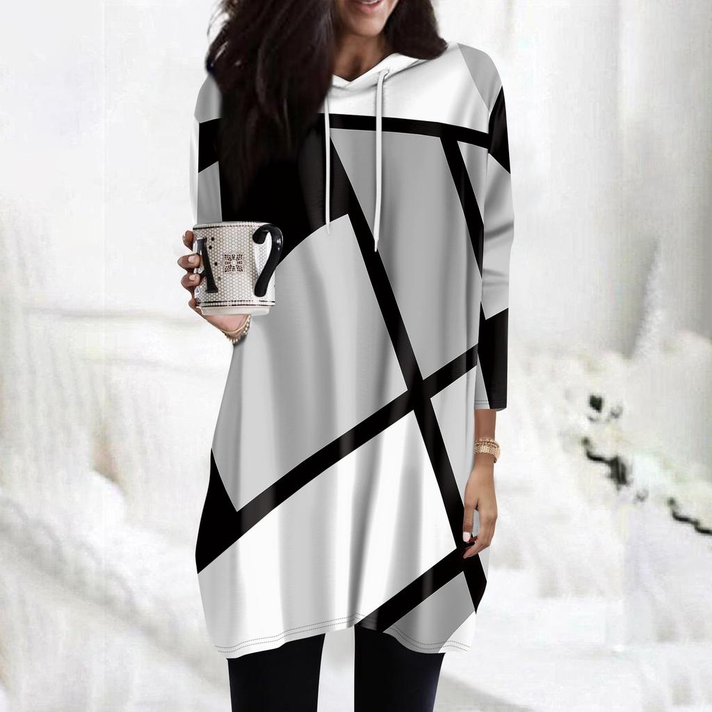 Женские толстовки, повседневные рубашки с рукавами 3/4, модные туники с принтом, топы с карманами