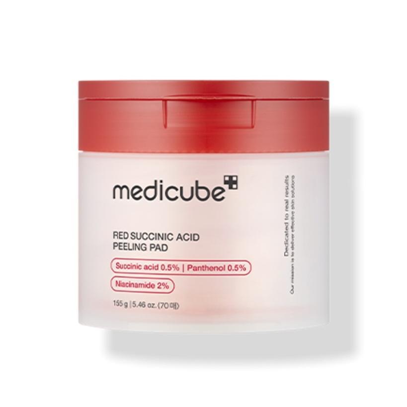 Medicube Красный сукциновый кислотный проблемный пэд для кожи, склонной к акне, отшелушивающий и себорегулирующий 70 шт.
