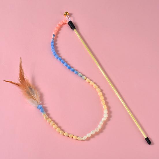 Игрушка для кошки Гусеница Дразнилка для кошки Цветная палочка-дразнилка Палочка-дразнилка Интерактивная игрушка для кошки Забавная перьевая Принадлежности для кошек Аксессуар для кошки