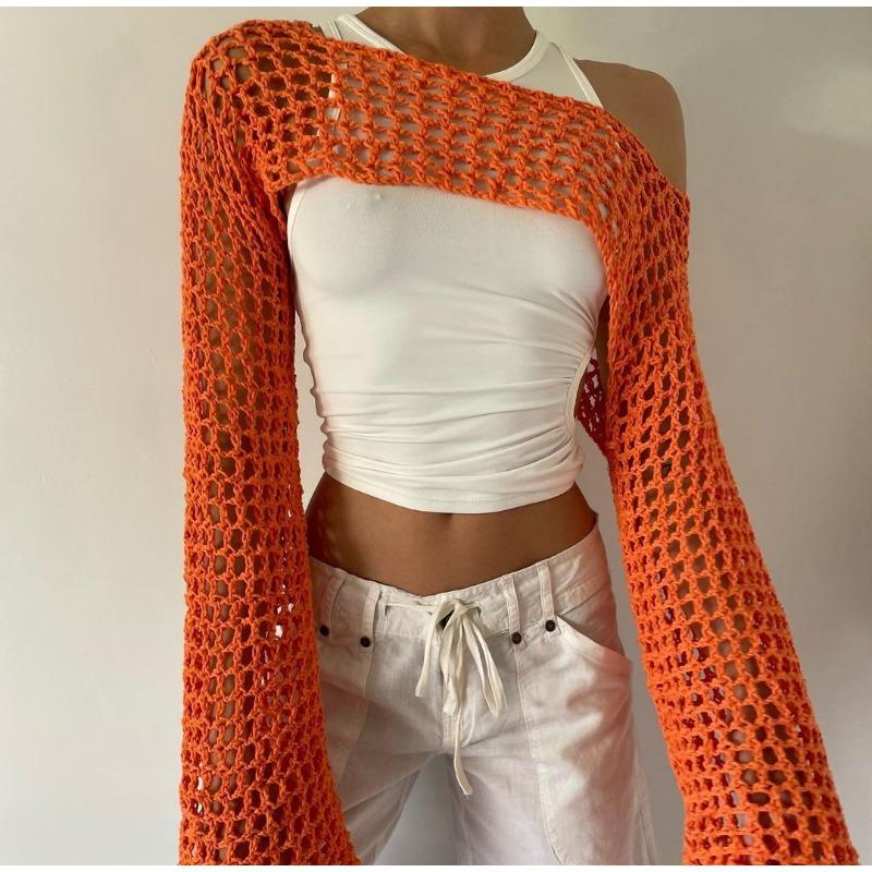 Женские накидки на осень, женский свитер с крючком для рук, повседневный, ультракороткий, расклешенный рукав, сексуальный, сетчатый, накидка
