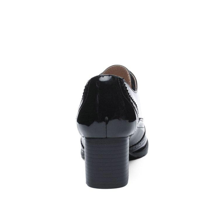 Women Brogues Shoes High Heels Derby Oxford Shoes Woman