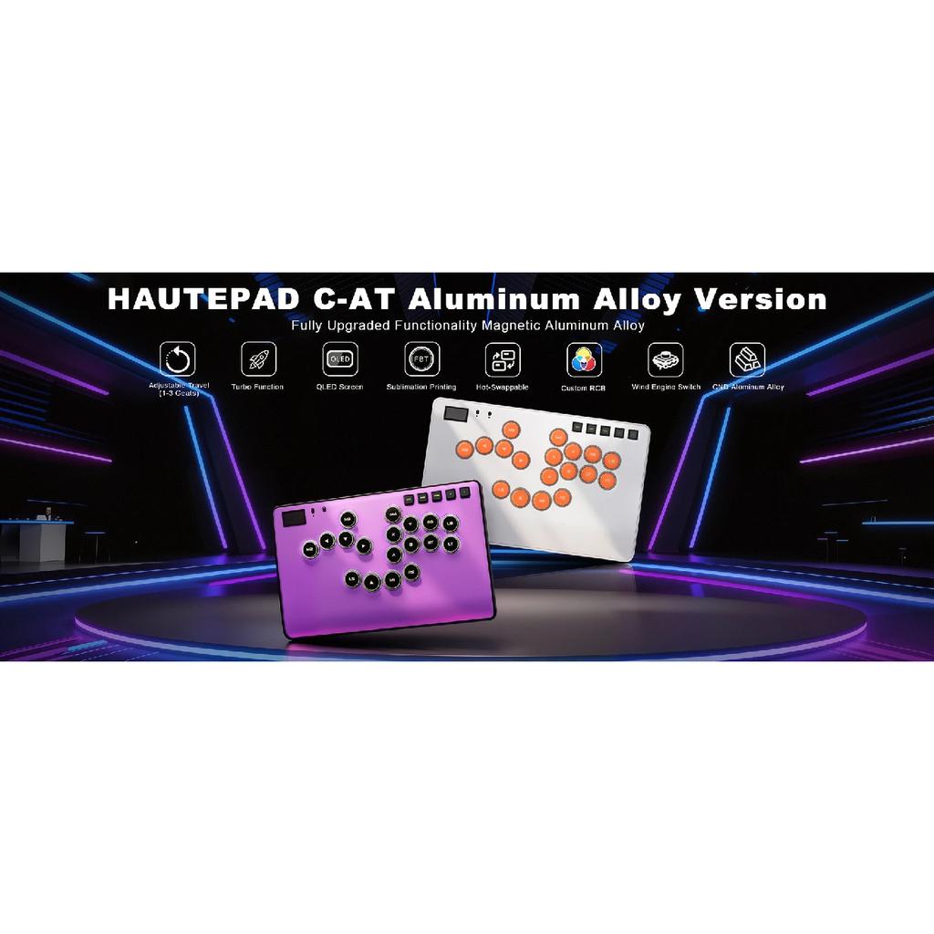 Haute42 C-AT Магнитный Алюминиевый Сплав ЧПУ Бесрычажный Hitbox Контроллер Без стика Аркадный стик Для ПК/PS4/PS5 Бесрычажный Fightstick