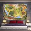 Middle Earth Map Tolkien Fantasy Design Colorful Art Patterned tapestry for bedroom and living room home deco sofa.