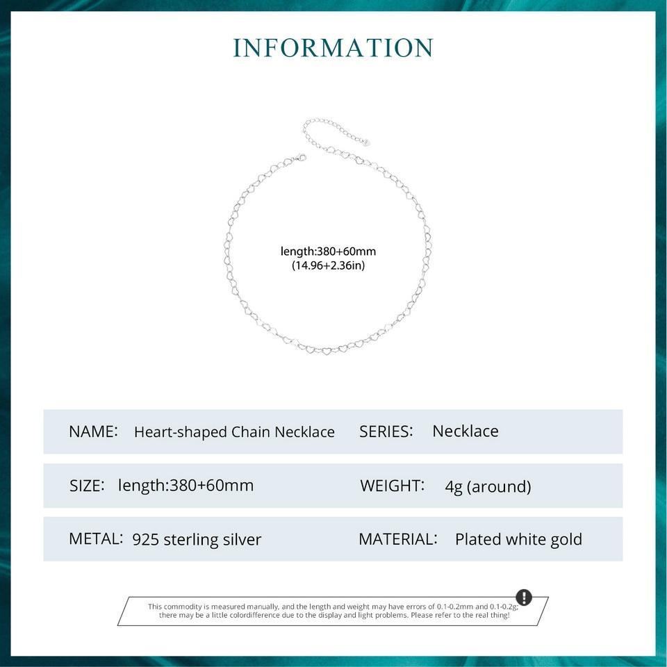 Ожерелье-цепочка BAMOER из стерлингового серебра 925 пробы с сердечком для женщин, мужчин и девочек BSA005