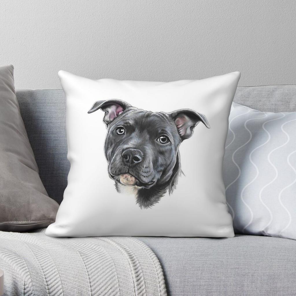 Blue Staffy Square Pillowcase Polyester Linen Velvet Pattern Zip Decor Pillow Case Sofa Cushion Cover