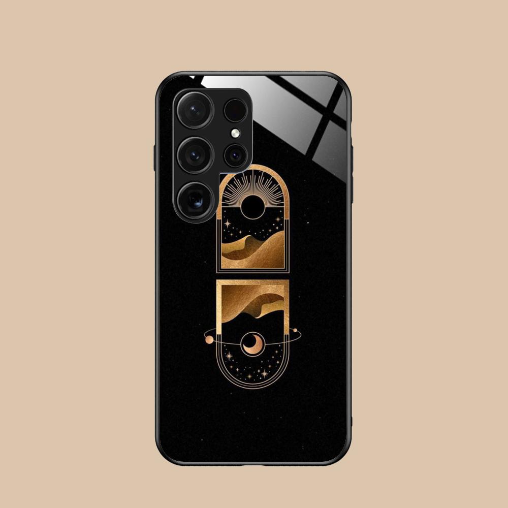 Чехол для мобильного телефона Солнце Луна для Samsung Galaxy A56 55 54 53 52 51 36 35 34 23 16 15 5G Стеклянный Цветной Чехол Красивый Роскошный