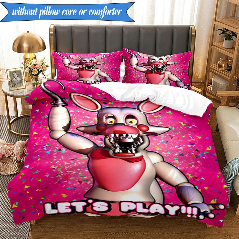 Five Nights Teddy Bear 3pcs K-pop music group Bedding set,Ideal for Bedroom, Dormitory,Including Duvet Cover And 2pcs Pillowcases,Fan gifts