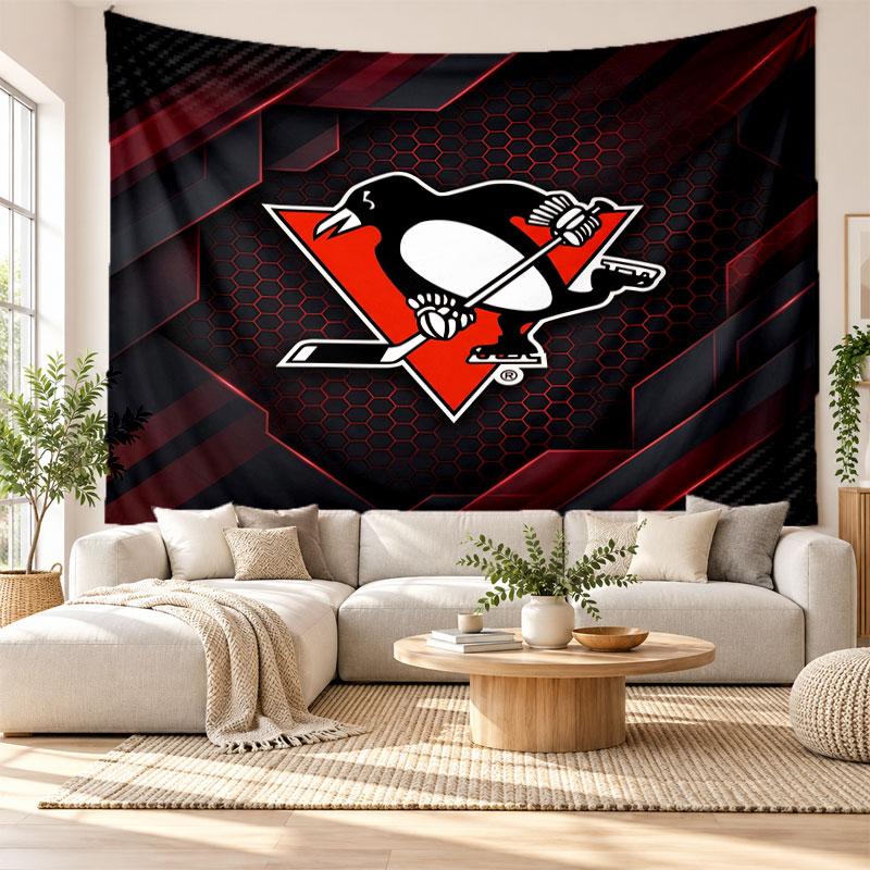 Pittsburgh Penguins Wall Tapestry, Soft Fabric Wall Hanging, Decorative Backdrop For Bedroom Home Wall Art