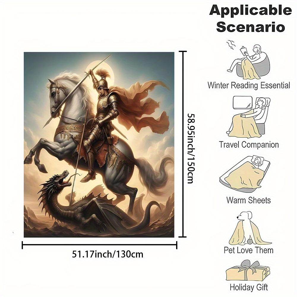 Cozy Flannel Throw Blanket with Epic Dragon Battle Print - Soft, Reversible, All-Season Comfort for Couch, Bed, Office, and Trav