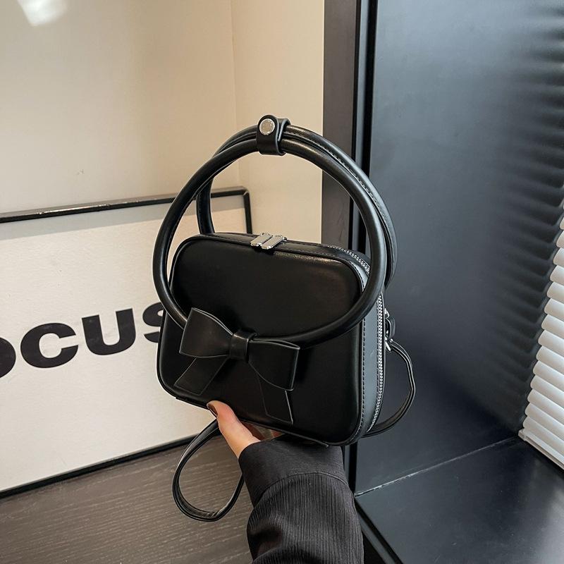 Модная сумка с бантом Женская новая однотонная универсальная сумка через плечо, сумка-мессенджер, маленькая квадратная сумка