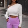 Women's Autumn and Winter Pullover Solid Colour Slim Short Top