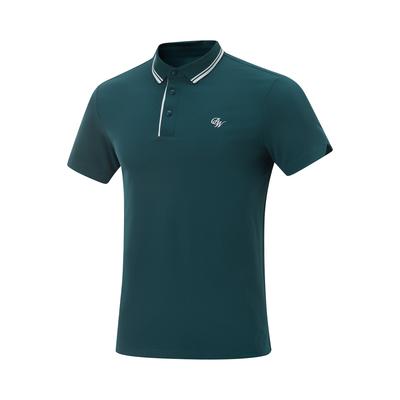 Li Ning Wade Series Простая Удобная Полосатая Универсальная Повседневная Толстовка с Коротким Рукавом Мужские Рубашки Поло Темно-Рифово-Зеленый APLV007-3