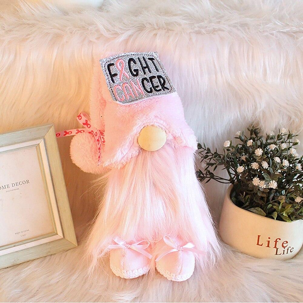 Faceless Dwarf Doll Fight Cancer Theme Plush Gnome Ornament Desktop Decoration For Women Breast Cancer Care Day Home Decor