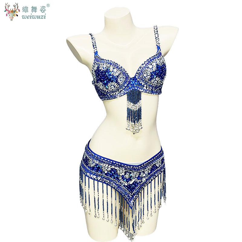 Hot Sale Beaded Crystal Belly Dance Costume Wear for Women Bra Belt Clothes Sexy Bellydance Carnival Bellydancing Costumes Set