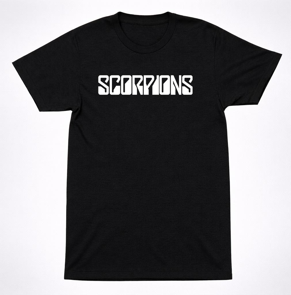 Футболка с логотипом Scorpions Классическая Хард-рок группа Черная Минималистичная Графическая футболка