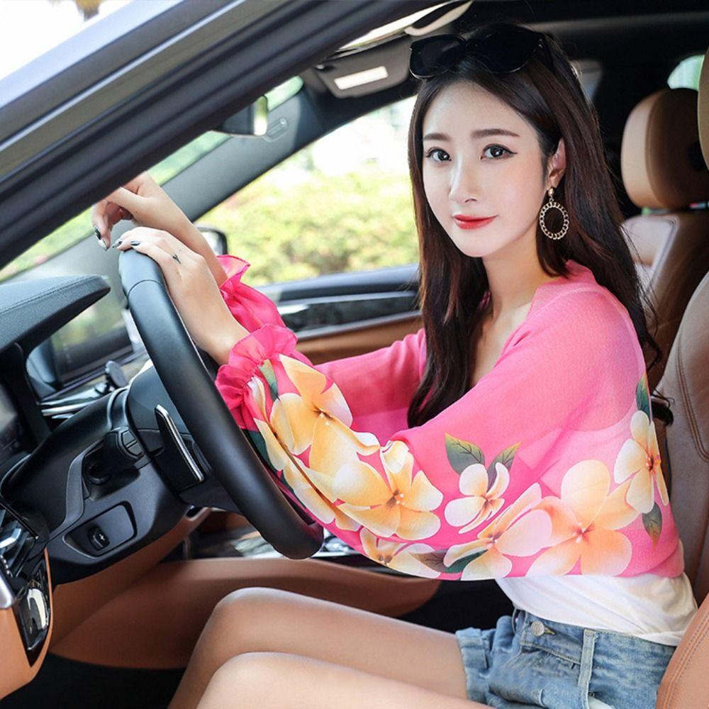 Рубашка с цветочным узором, накидка на руку, шаль для защиты от солнца, анти-УФ рукава, шифоновые рукава-манжеты