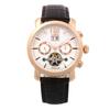 [Ticento]Open Heart Multi-function Automatic Leather Watch TS50201ROCH, Korean Luxury Watches