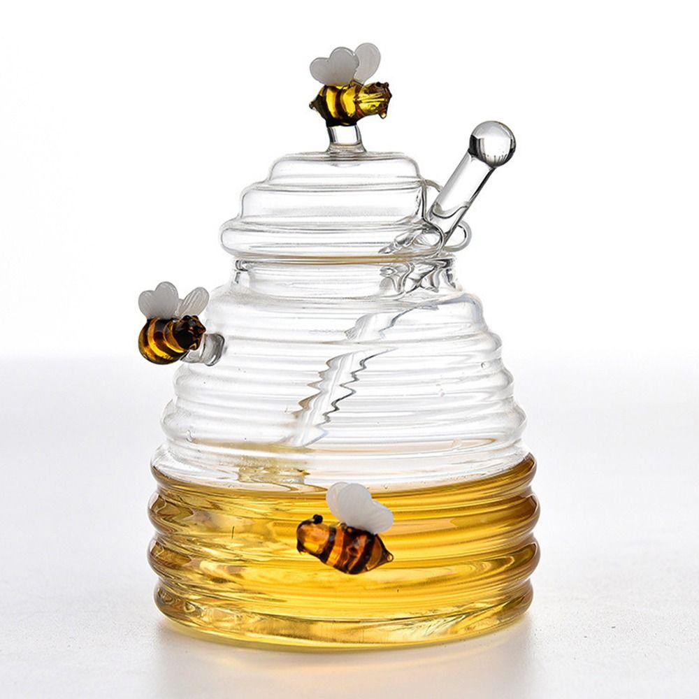 Transparent Bee Jar Unique Honeycomb Tank Storage Pot Large Honey Bottle  Syrup