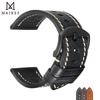 Handmade Genuine Leather Watch Band 20mm 22mm 24mm Black Buckle Soft Watchband for Omega IWC Strap